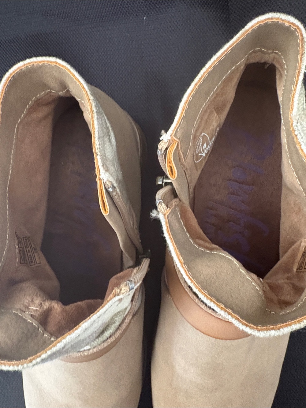 Blowfish Tan Suede Ankle Boots with Camouflage Cuff and Buckle - Picture 7 of 10